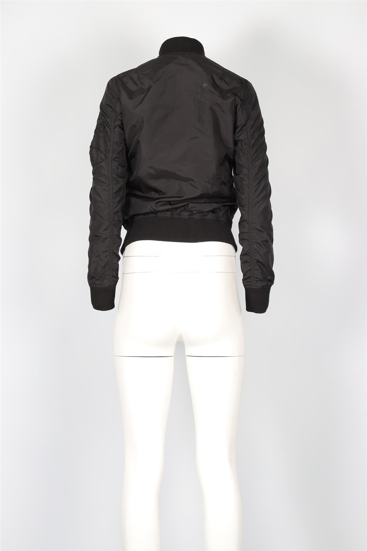 ALPHA INDUSTRIES BLACK NYLON BOMBER JACKET XSMALL