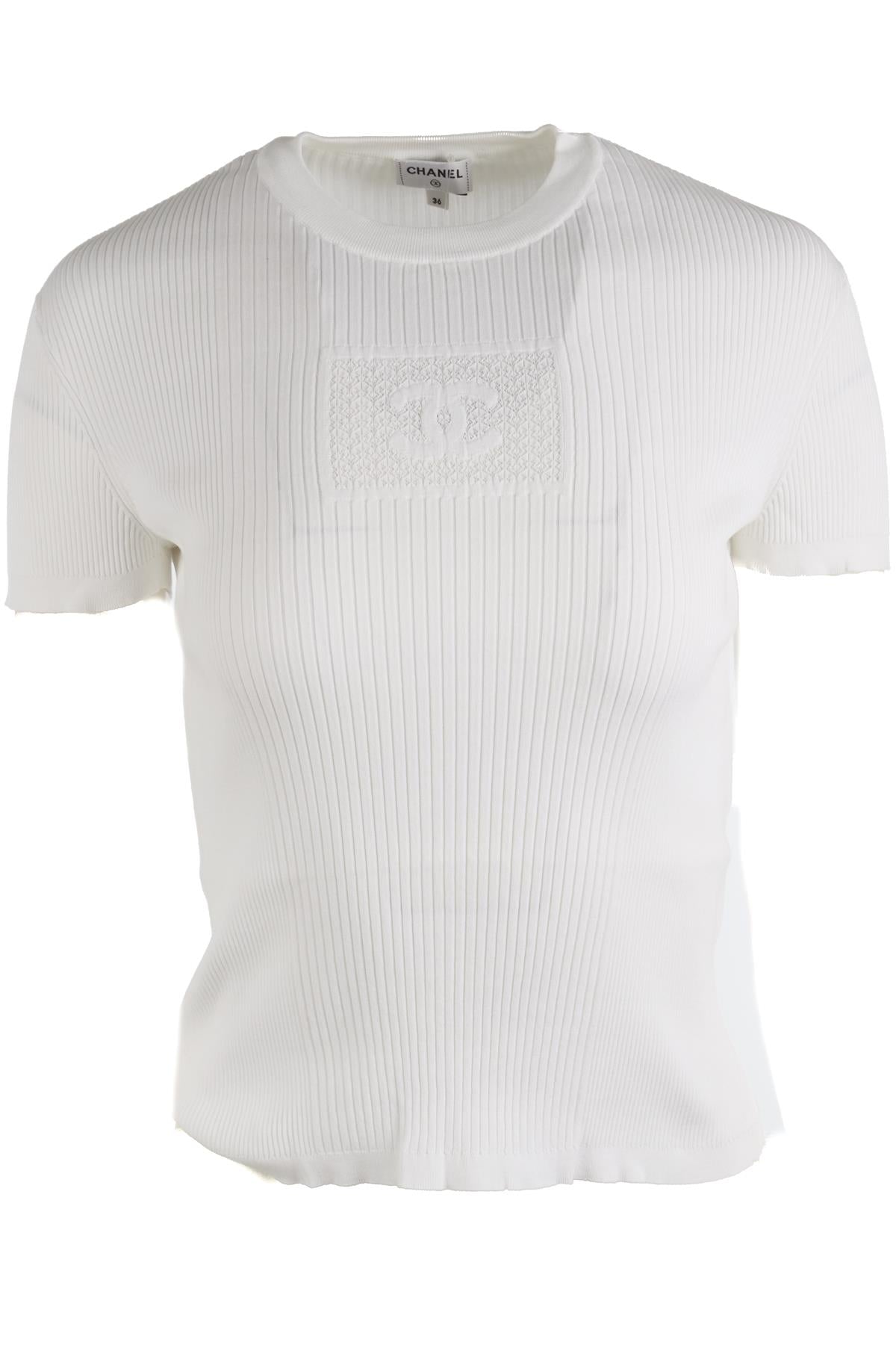 CHANEL WHITE 2024 KNIT TOP FR 36 UK 8