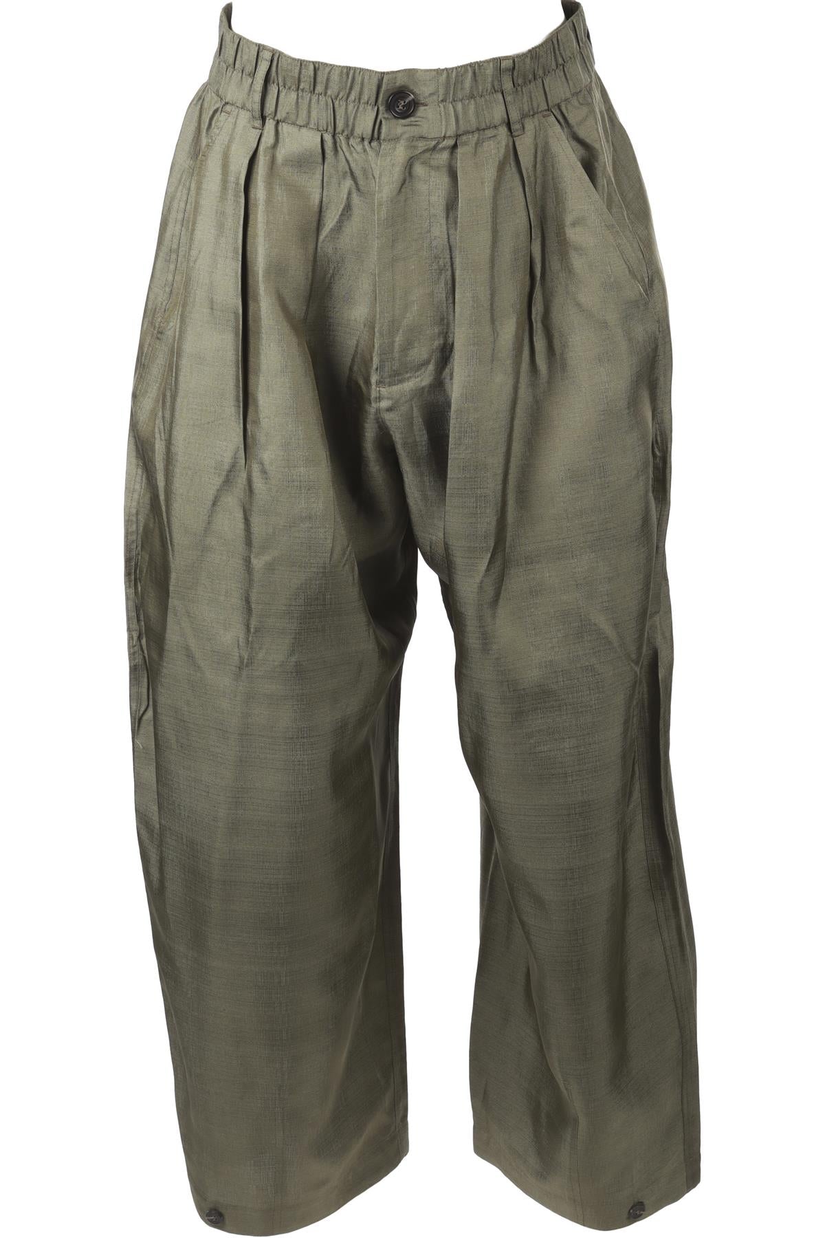 SOEUR GREEN SILK BARREL LEG PANTS FR 36 UK 8