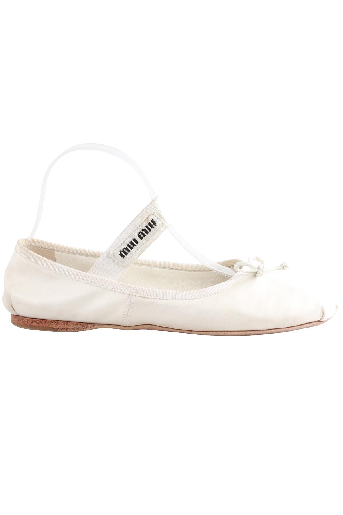 MIU MIU WHITE SATIN BALLET FLATS EU 36 UK 3 US 6