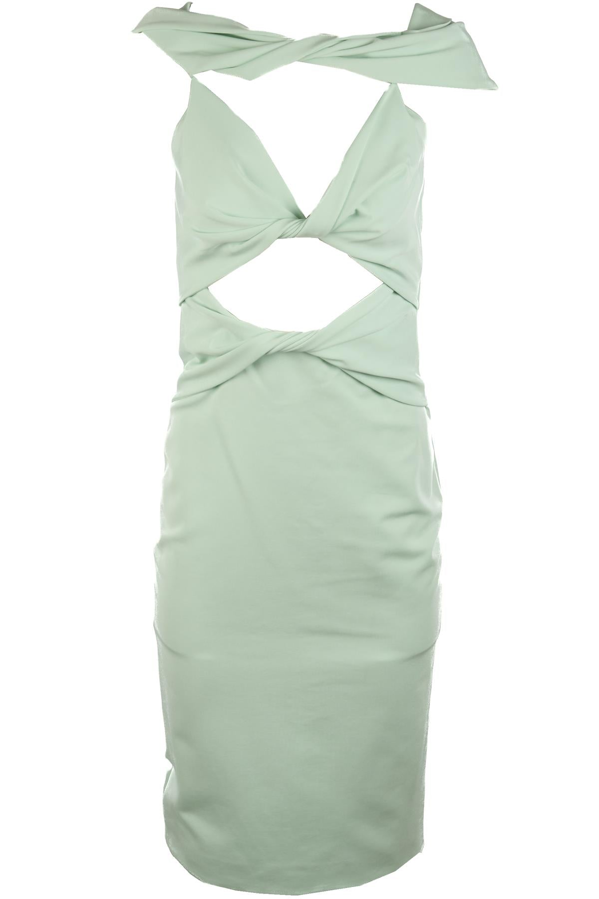 CUSHNIE ET OCHS GREEN CREPE MIDI DRESS US 4 UK 8