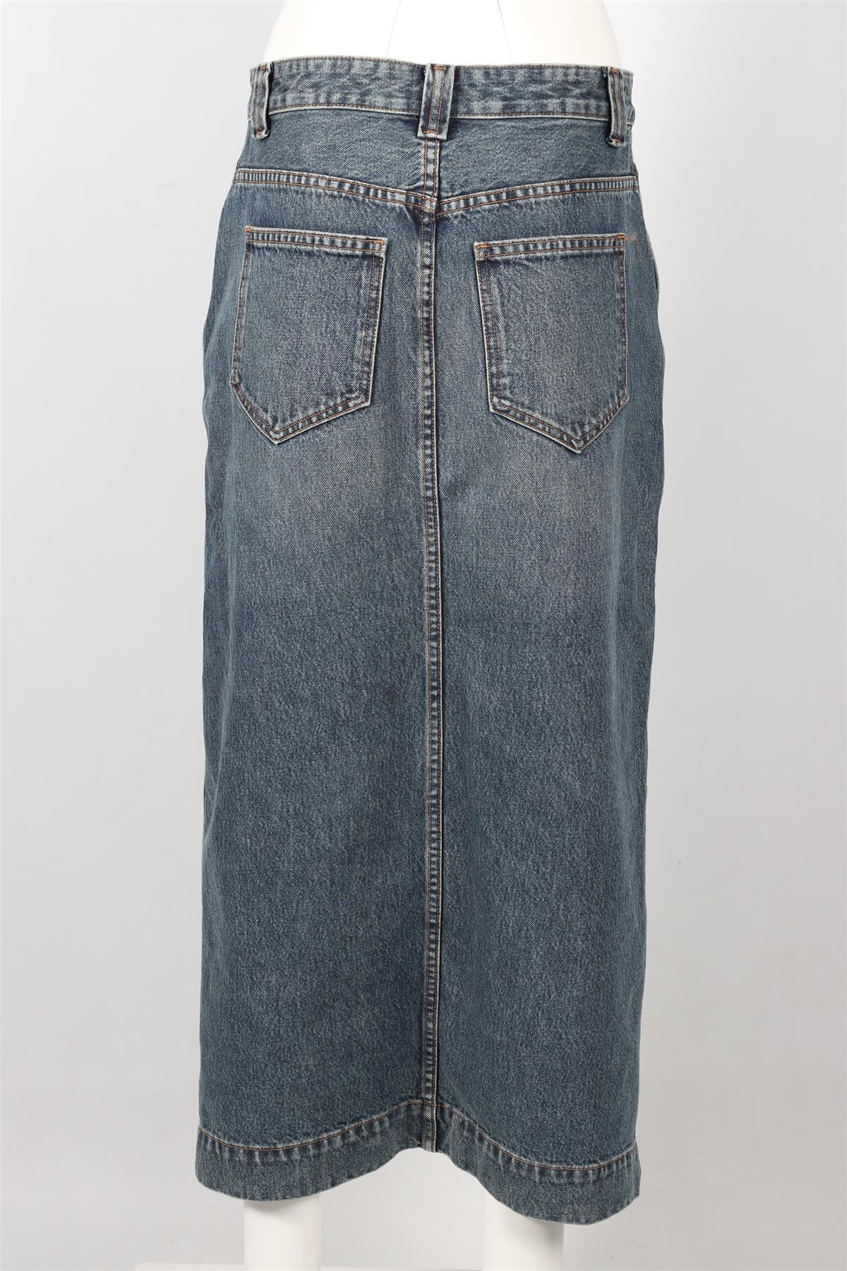 KHAITE BLUE DENIM MIDI SKIRT W29 UK 10-12