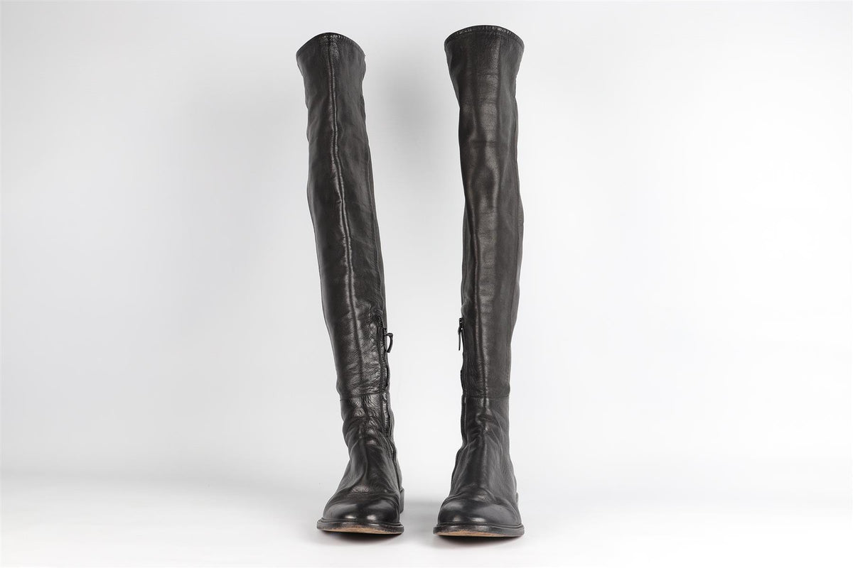 PROENZA SCHOULER BLACK LEATHER OVER THE KNEE BOOTS EU 38.5 UK 5.5 US 8.5
