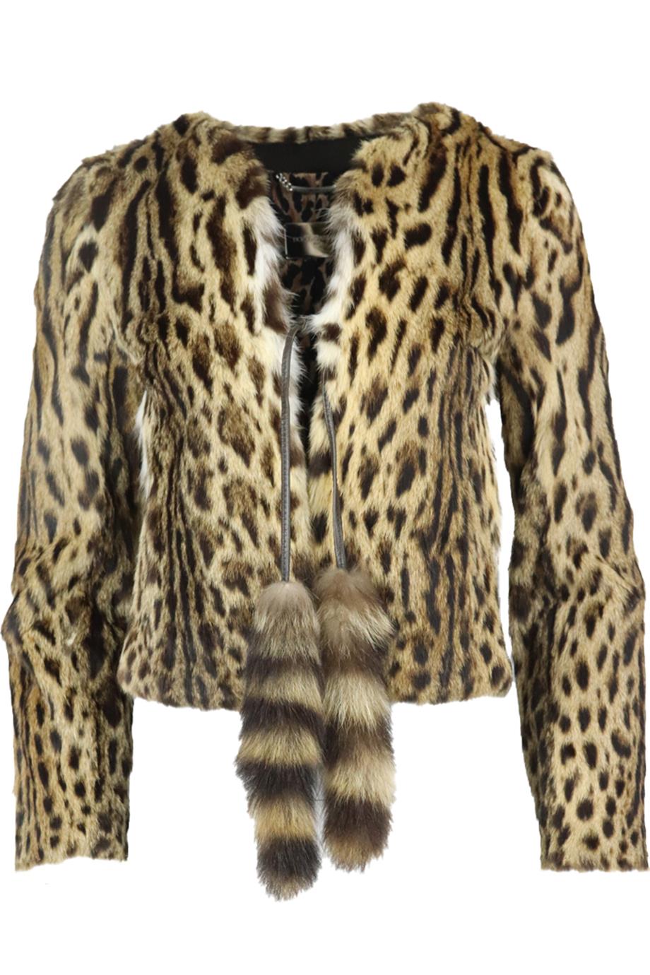 DOLCE AND GABBANA LEOPARD PRINT FUR JACKET IT 40 UK 8