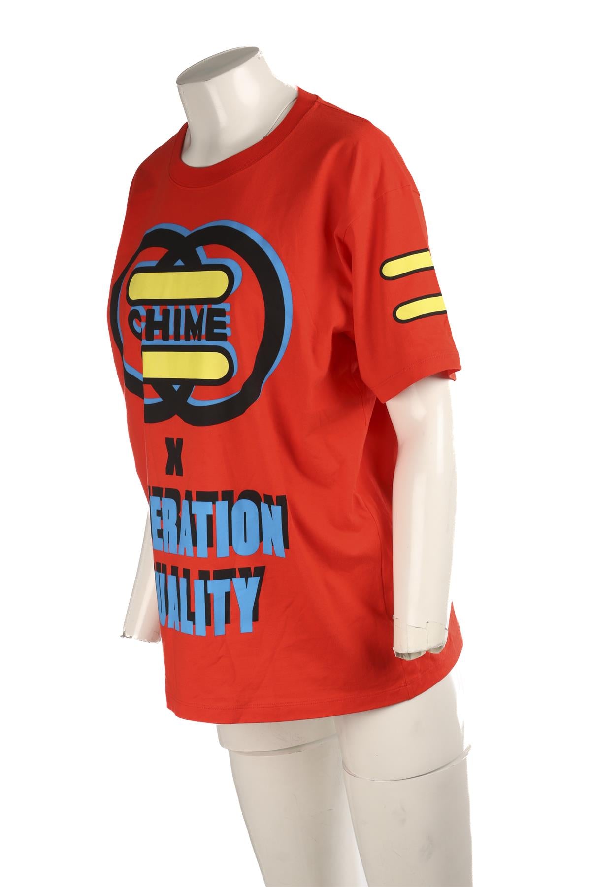 GUCCI RED CHIME X GENERATION EQUALITY COTTON T-SHIRT XSMALL