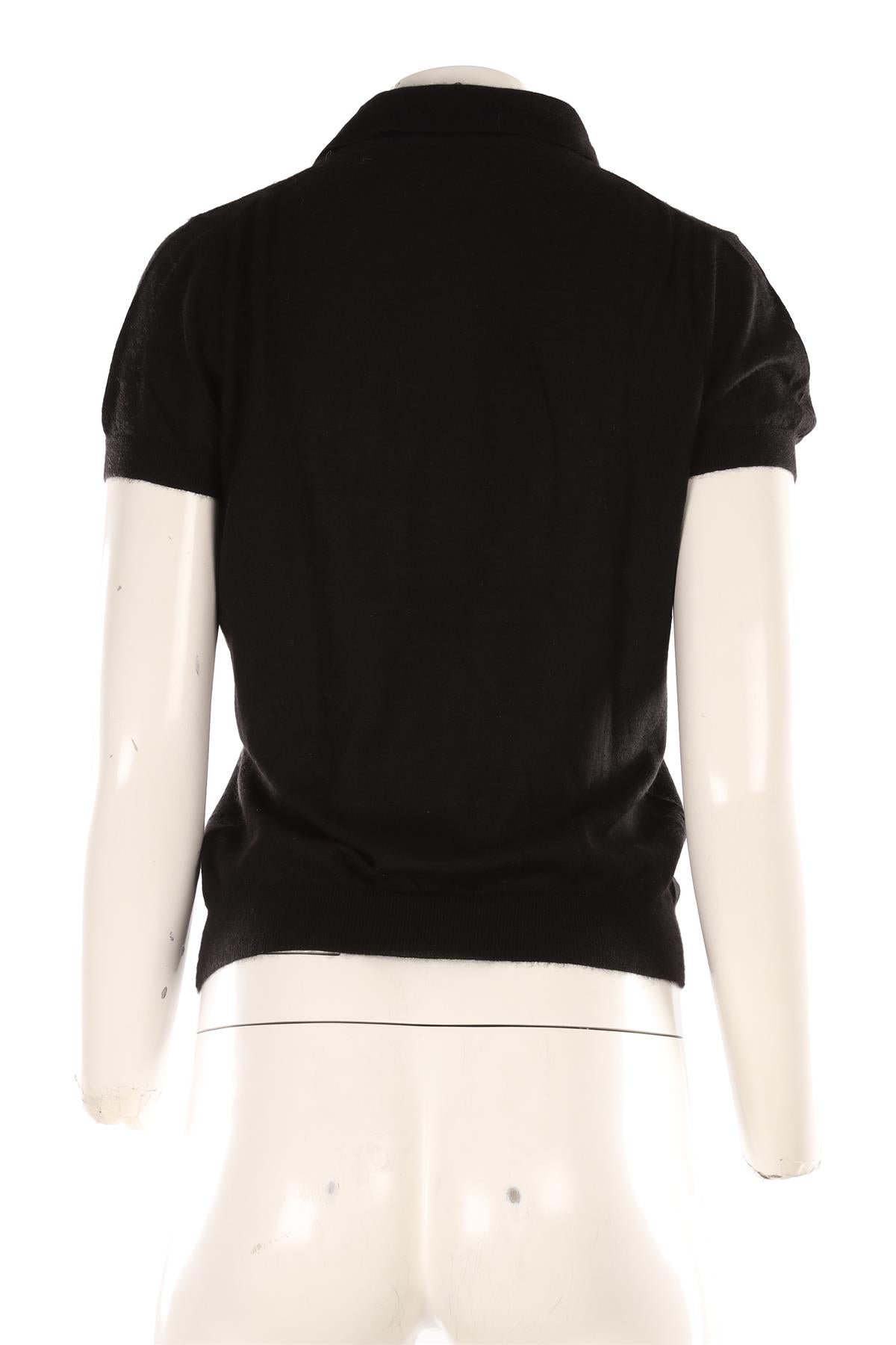 ALEXANDER MCQUEEN BLACK CASHMERE POLO TOP MEDIUM
