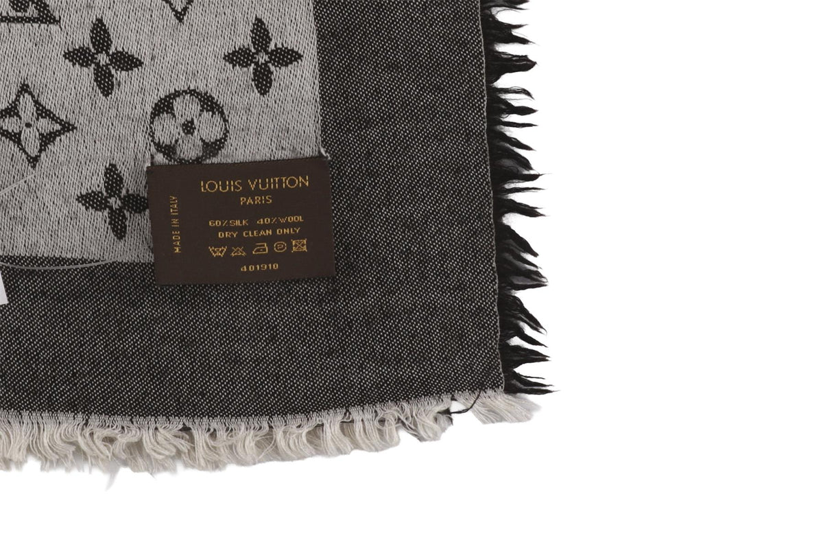 LOUIS VUITTON GREY MONOGRAM SILK SCARF