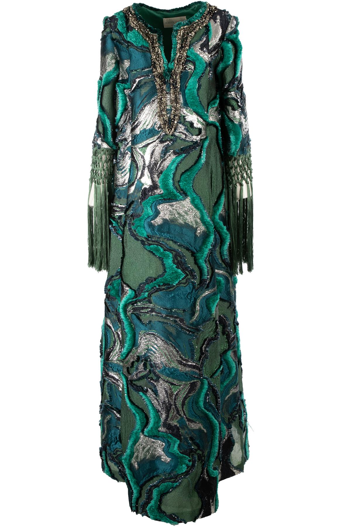 ALBERTA FERRETTI GREEN 2016 SILK GOWN IT 38 UK 6