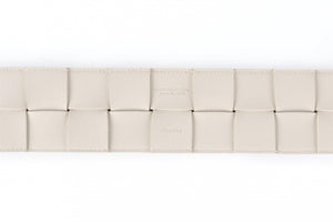 BOTTEGA VENETA WHITE INTRECCIATO LEATHER WAIST BELT 85 CM