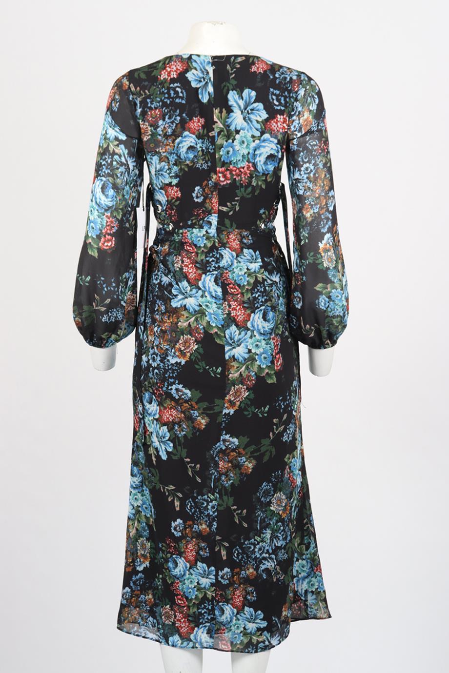 LPA FLORAL PRINT CREPE MAXI DRESS XSMALL