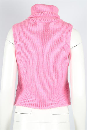 VERSACE JEANS COUTURE PINK VINTAGE WOOL BLEND TURTLENECK TOP MEDIUM