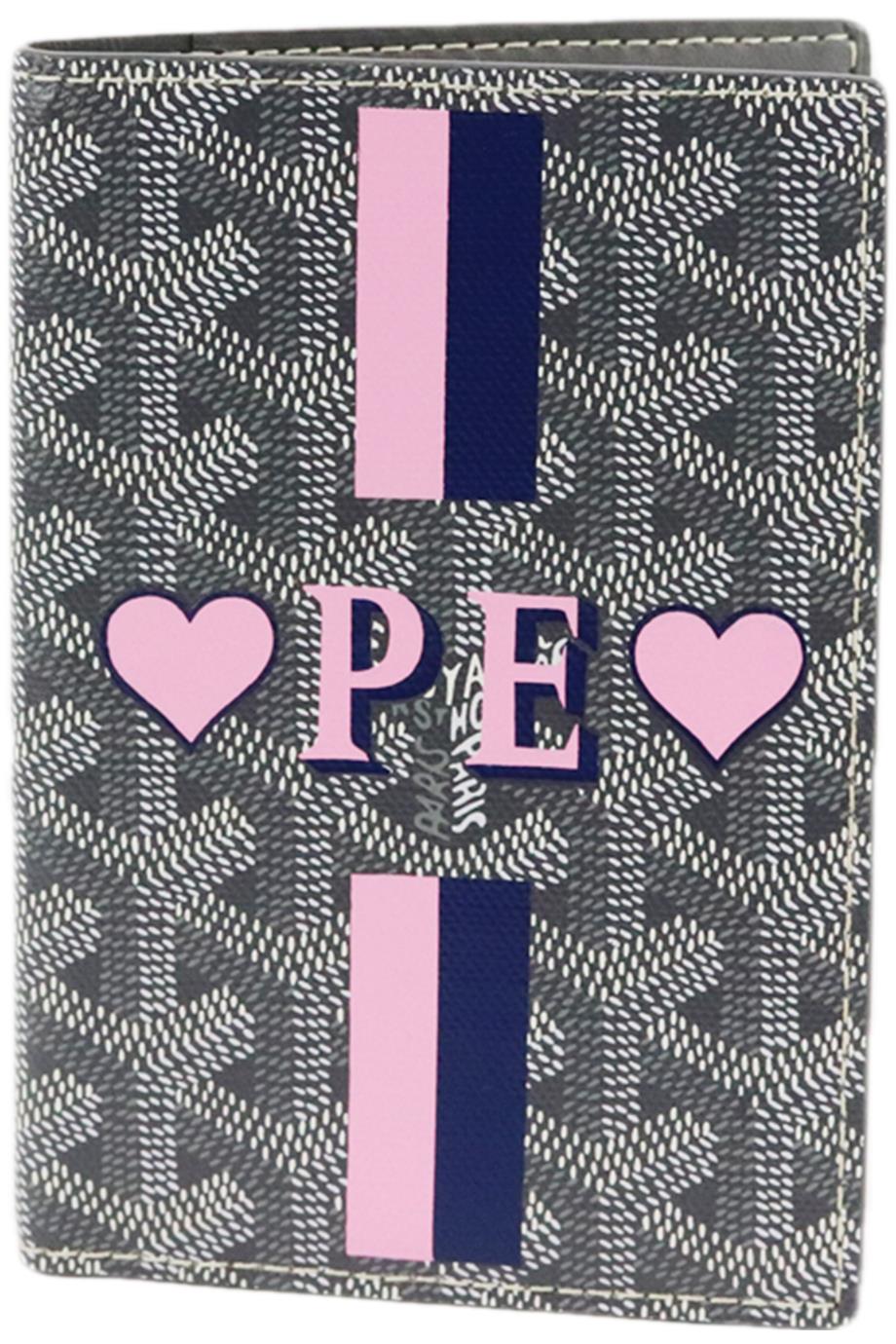 GOYARD GRENELLE PERSONALISED COATED CANVAS AND LEATHER PASSPORT HOLDER