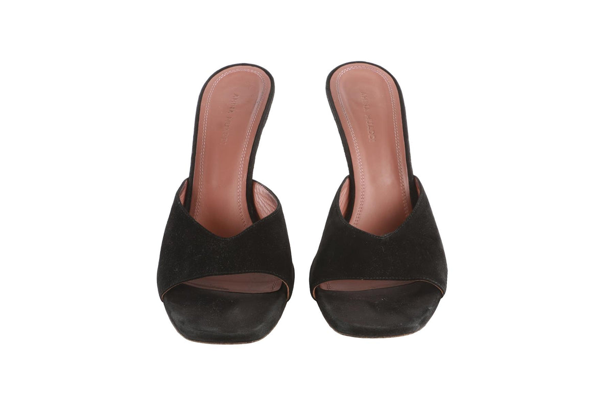 AMINA MUADDI BLACK SUEDE MULES EU 39 UK 6 US 9