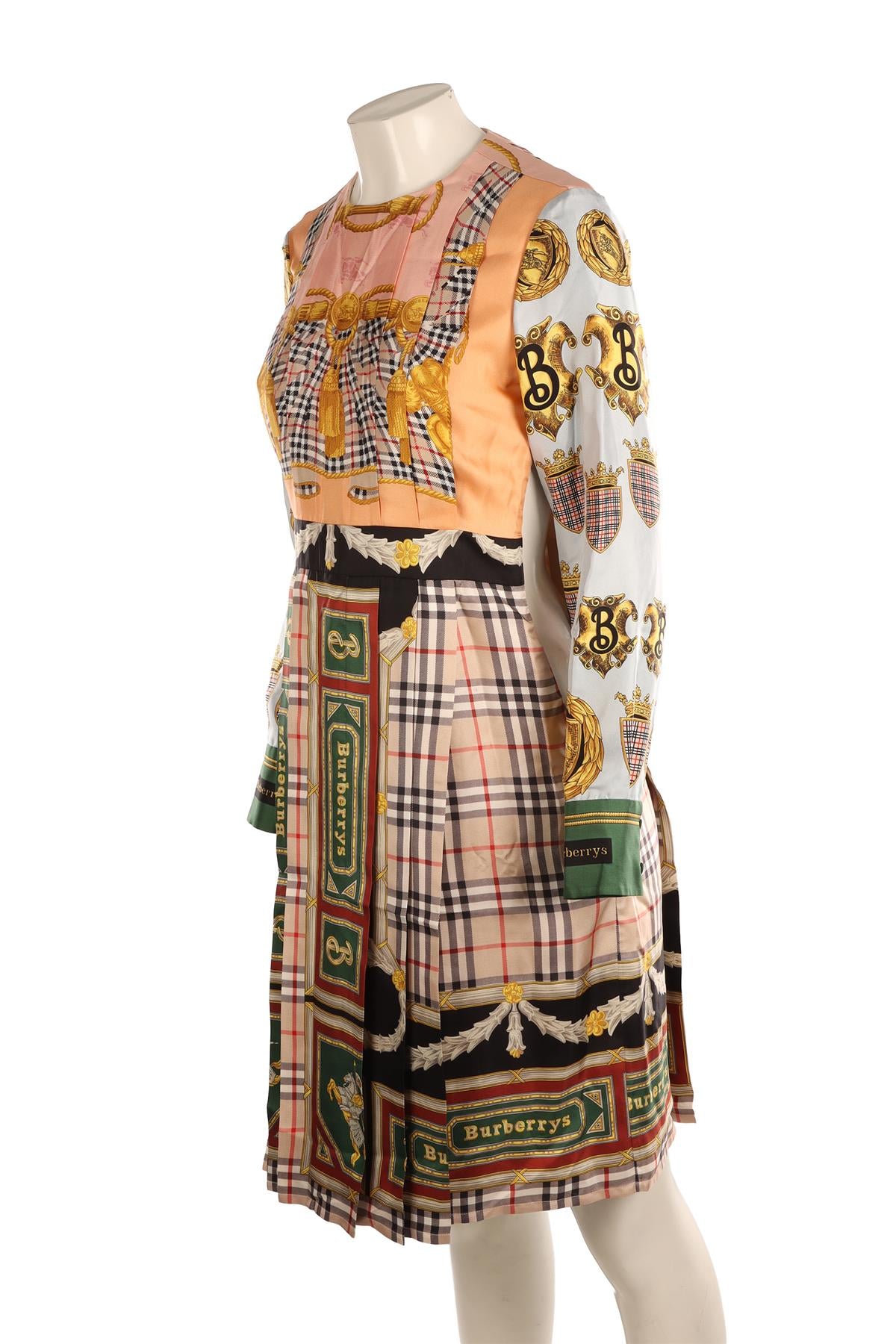 BURBERRY MULTI SILK MIDI DRESS UK 10