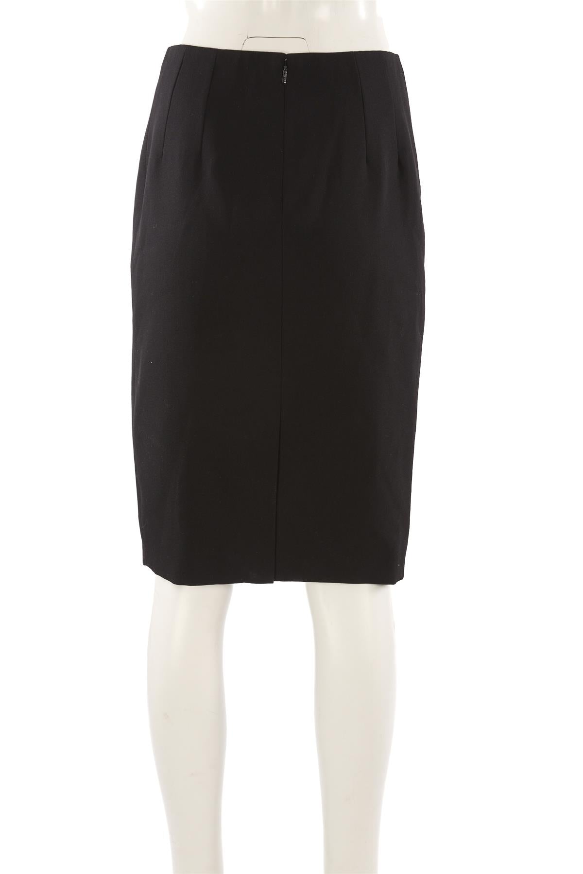VERSACE BLACK WOOL MIDI SKIRT IT 42 UK 10