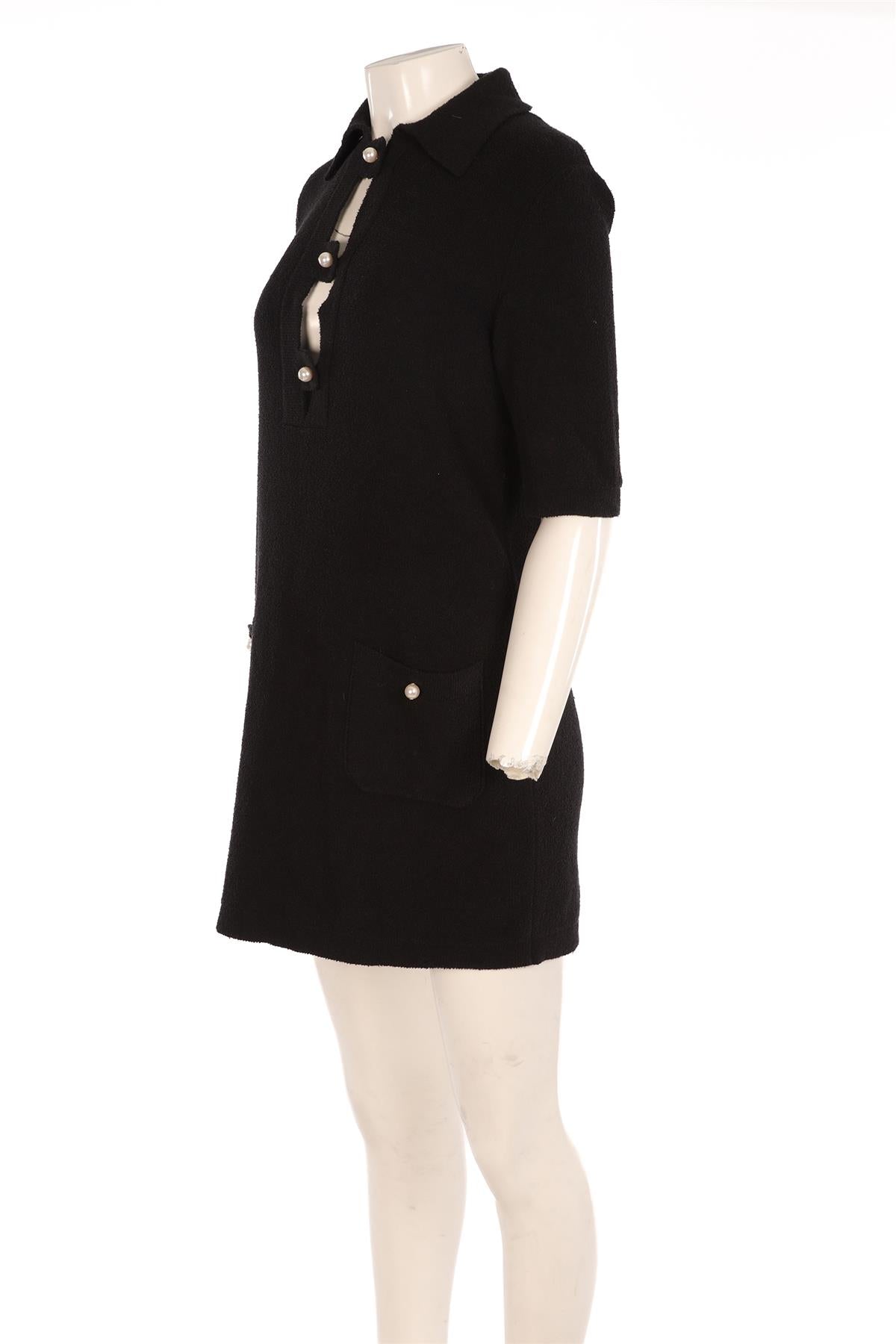 CHANEL BLACK 2023 COTTON MINI DRESS FR 36 UK 8