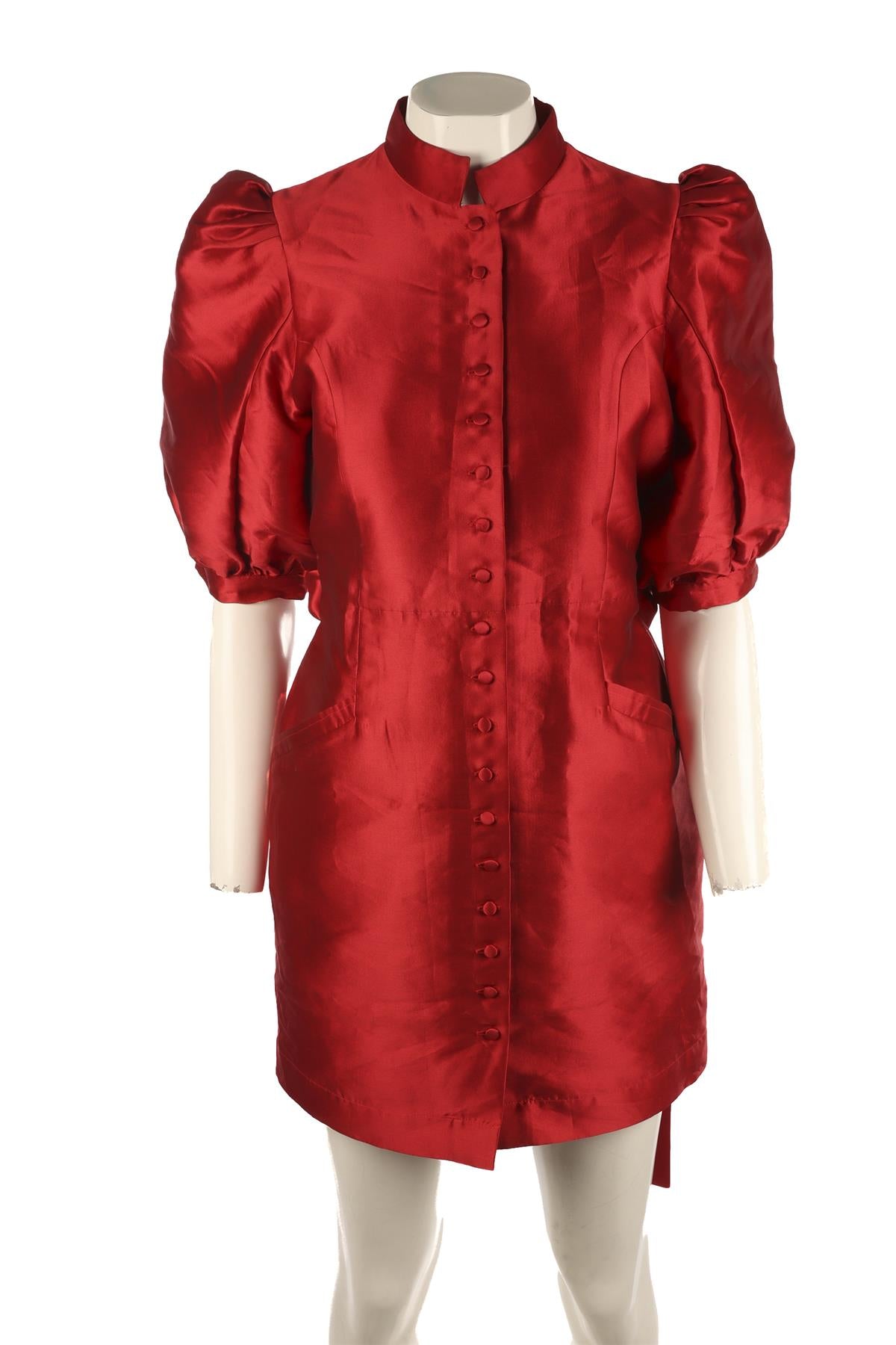 DESTREE RED SILK MINI DRESS LARGE