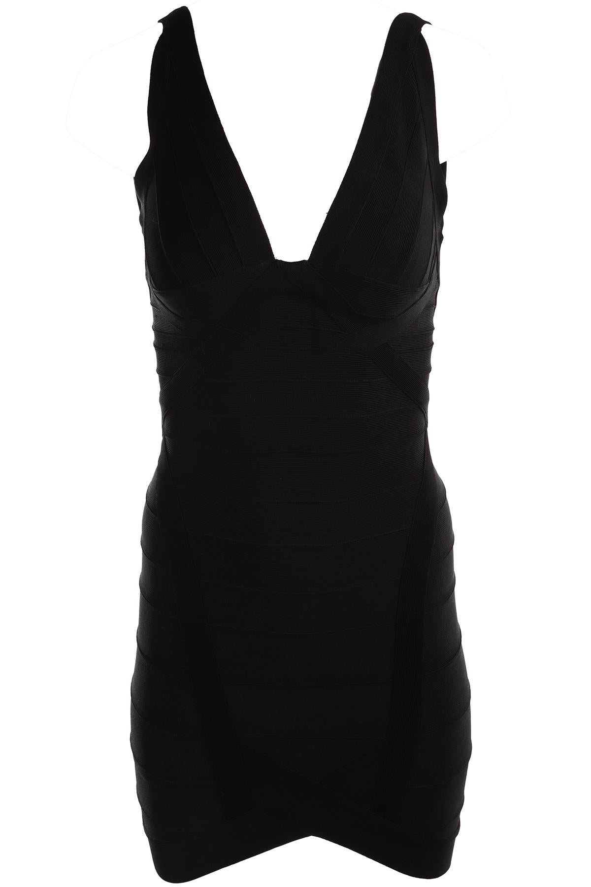 HERVE LEGER BLACK WOVEN MINI DRESS SMALL