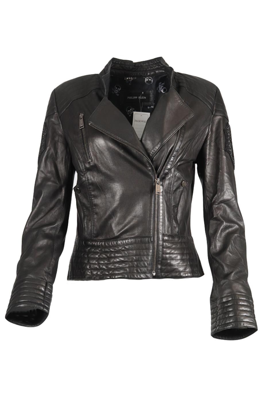 PHILIPP PLEIN LEATHER BIKER JACKET MEDIUM