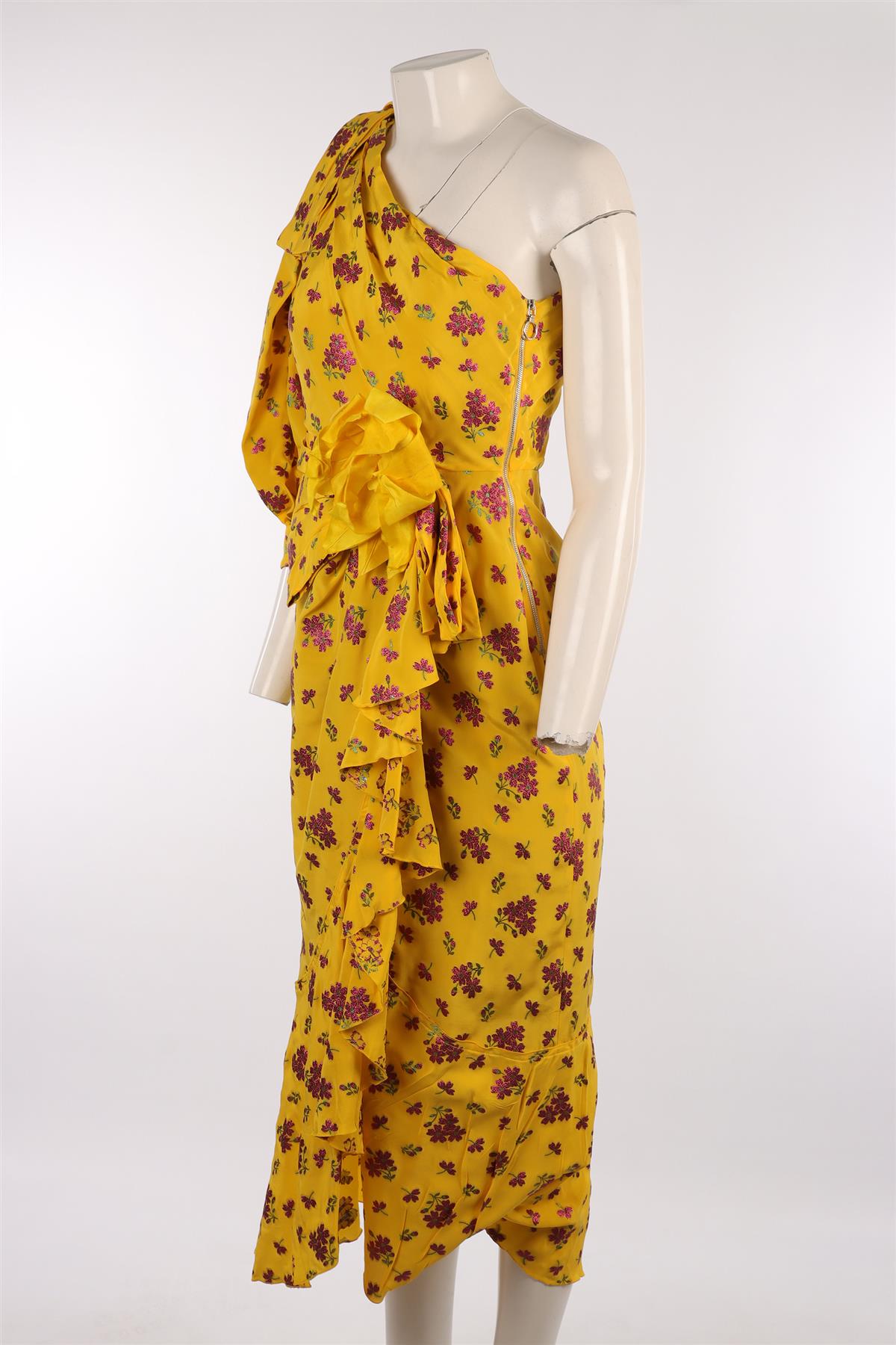 GUCCI YELLOW SILK MIDI DRESS IT 40 UK 8