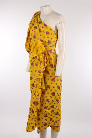 GUCCI YELLOW SILK MIDI DRESS IT 40 UK 8