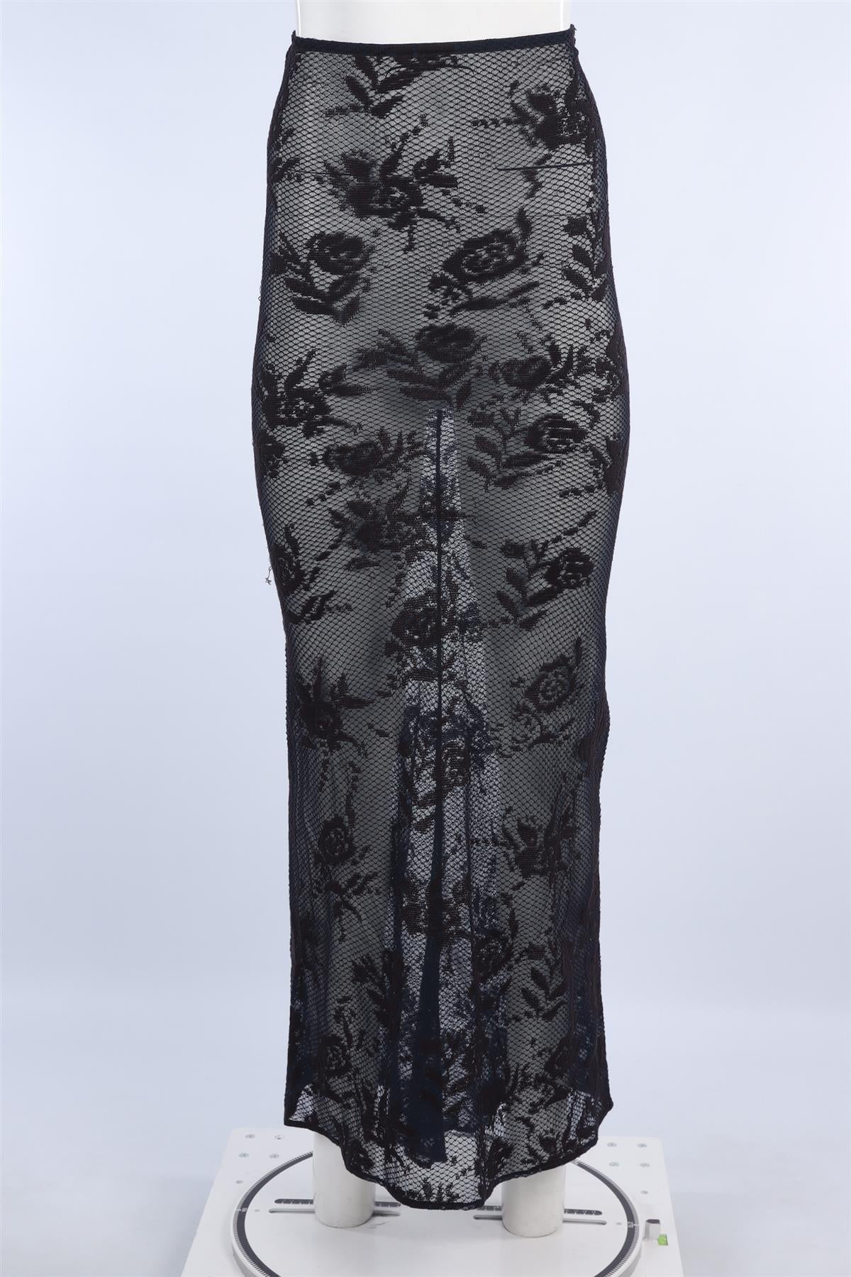 ALAÏA NAVY LACE MAXI SKIRT FR 36 UK 8
