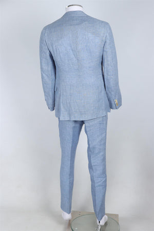 RALPH LAUREN PURPLE LABEL BLUE MEN'S LINEN TWO PIECE SUIT SMALL