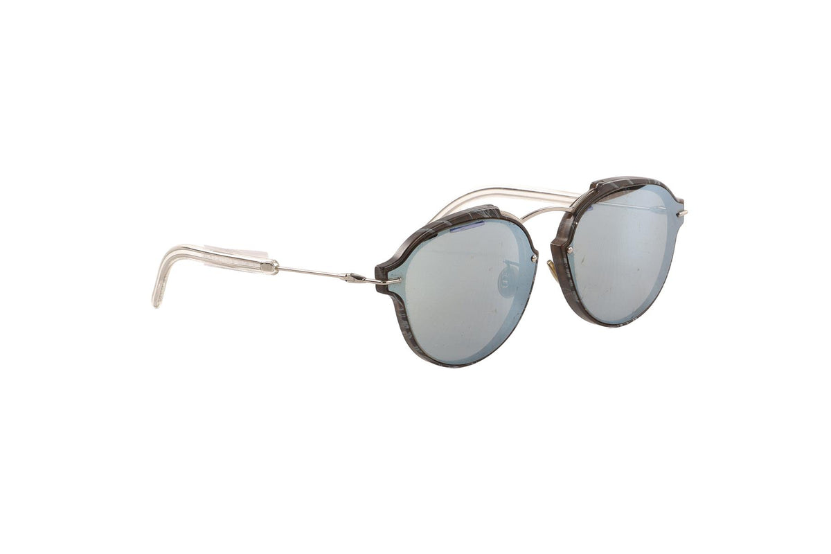 CHRISTIAN DIOR GREY ROUND FRAME ACETATE SUNGLASSES