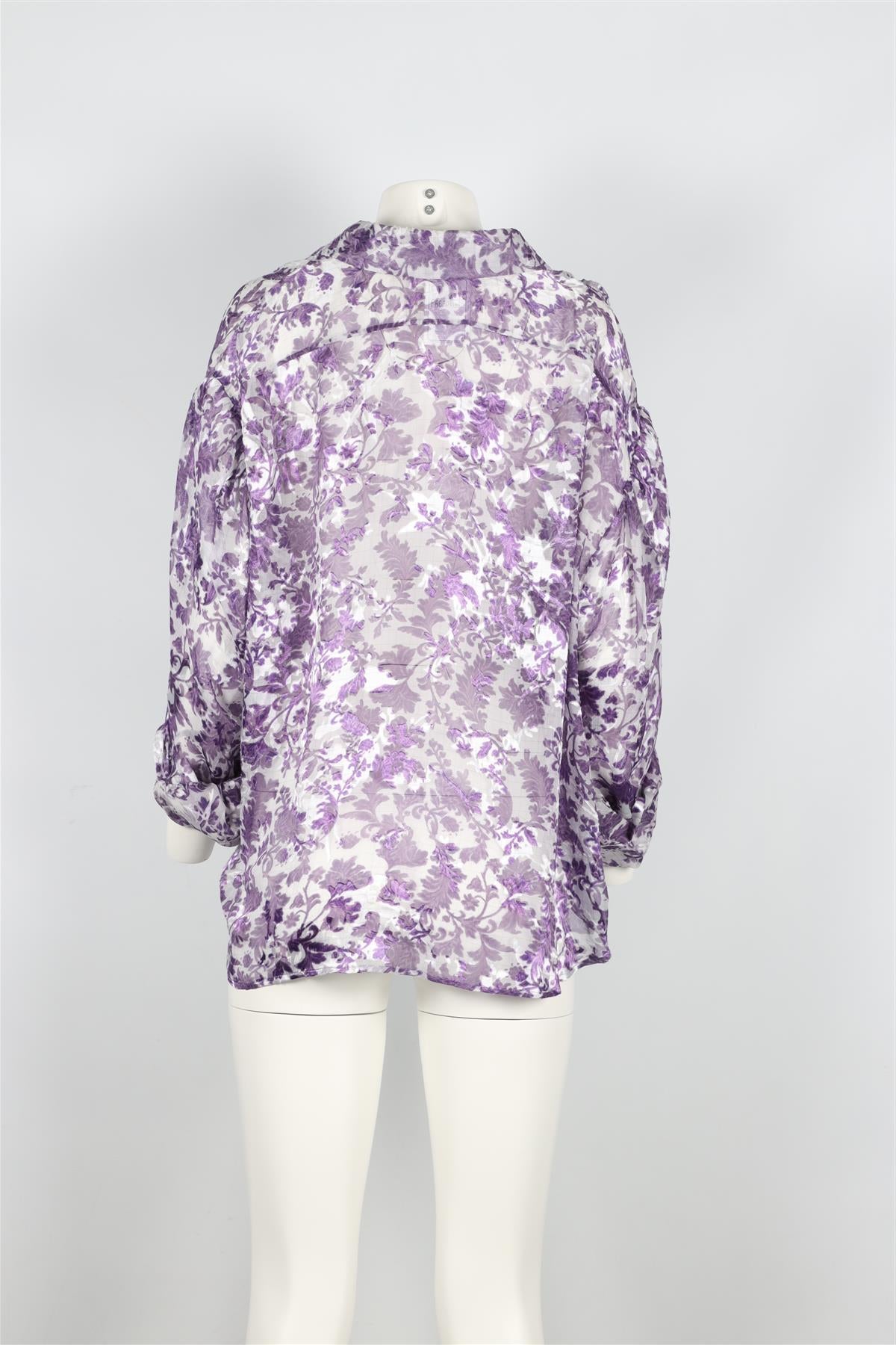 PREEN BY THORNTON BREGAZZI PURPLE AND WHITE SILK BLEND SHIRT SMALL