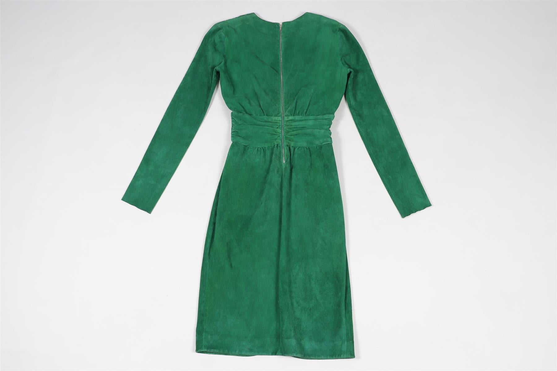 JITROIS GREEN SUEDE MIDI DRESS FR 36 UK 8