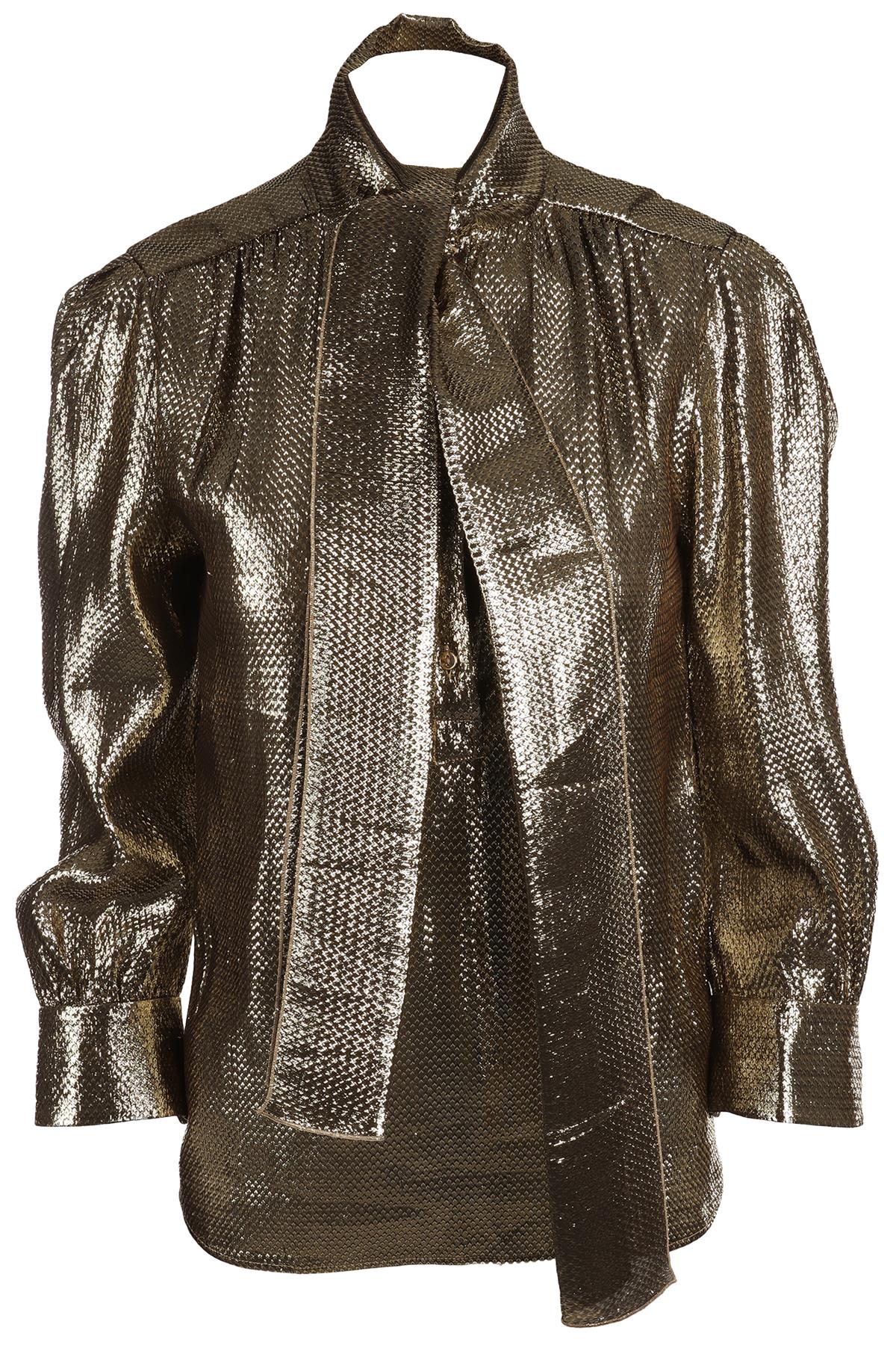 ALBERTA FERRETTI GOLD SILK TOP IT 38 UK 6