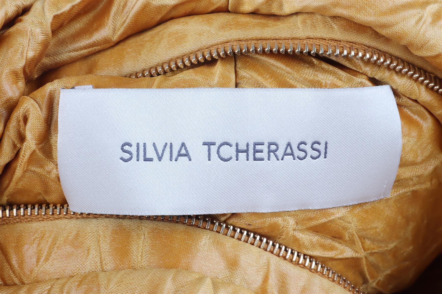 SILVIA TCHERASSI GOLD SOFIA SMALL SATIN TOTE BAG