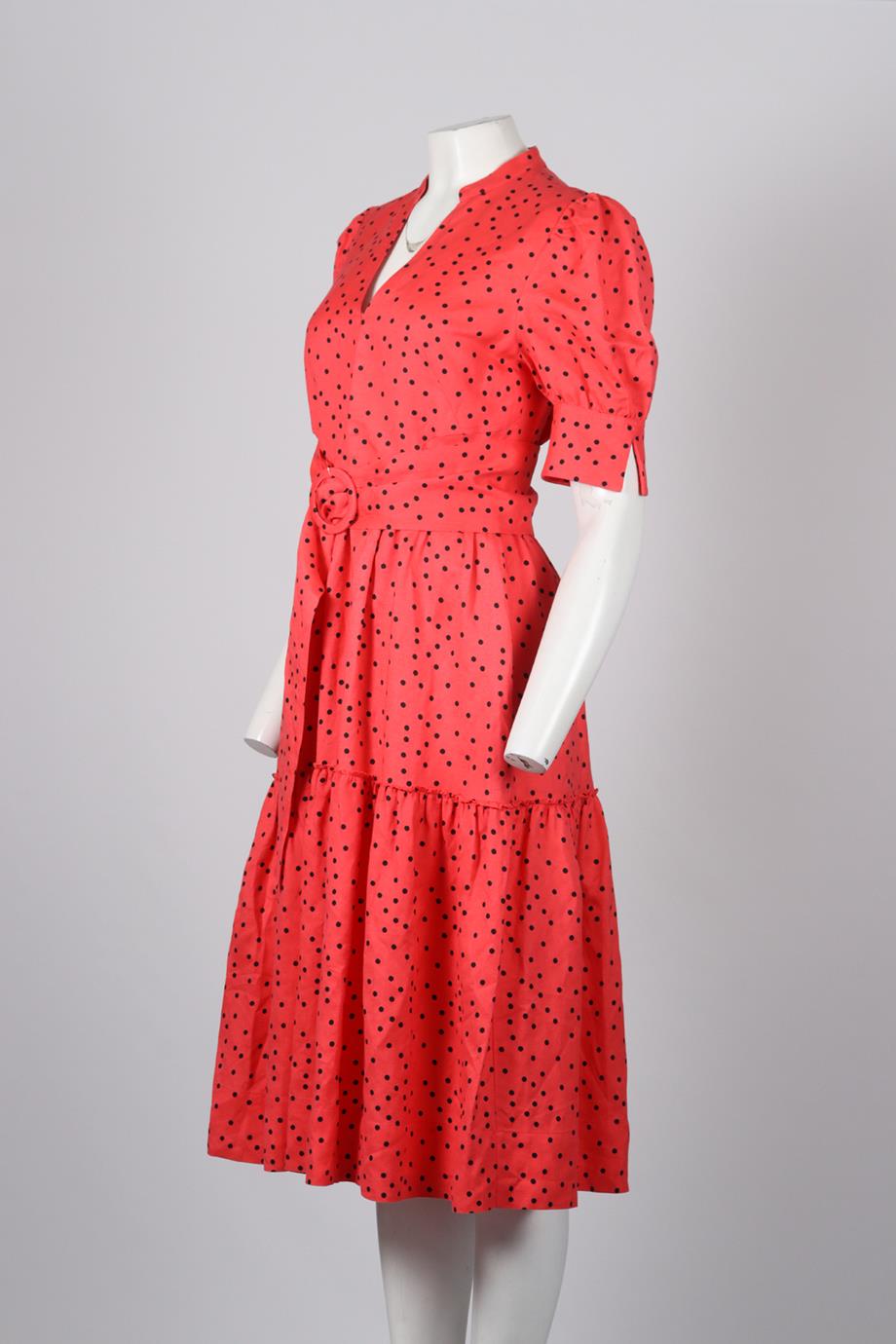 REBECCA VALLANCE LINEN BLEND MIDI DRESS UK 10