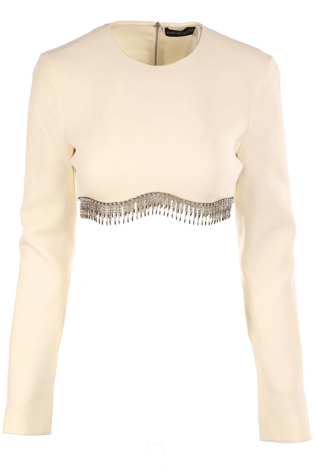 DAVID KOMA IVORY CREPE TOP UK 10