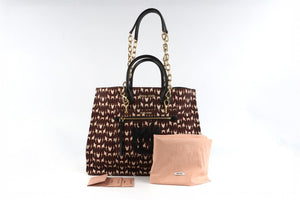 MIU MIU BLACK MADRAS JACQUARD TOTE BAG