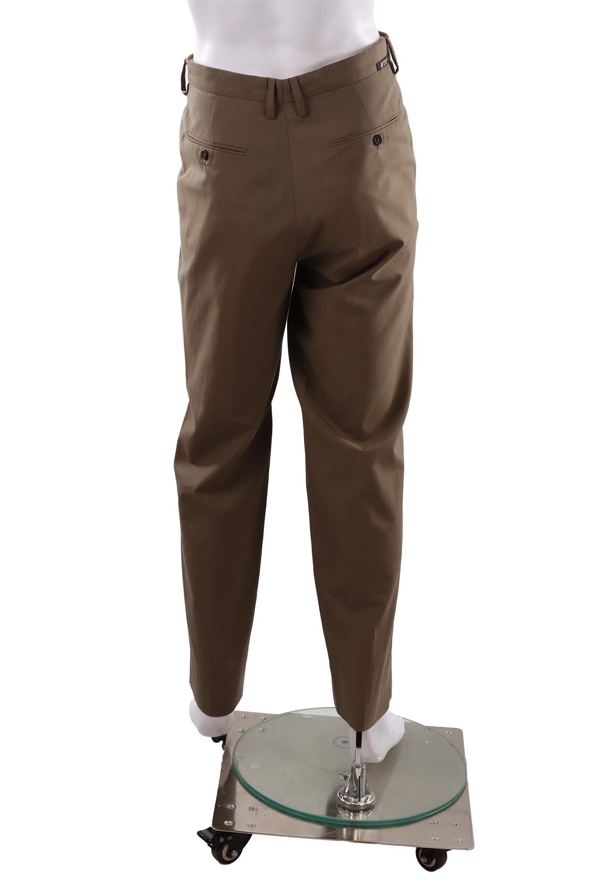 KHAKI MEN'S WOOL STRAIGHT LEG PANTS