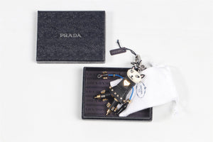 PRADA BLACK CAT LEATHER KEYCHAIN