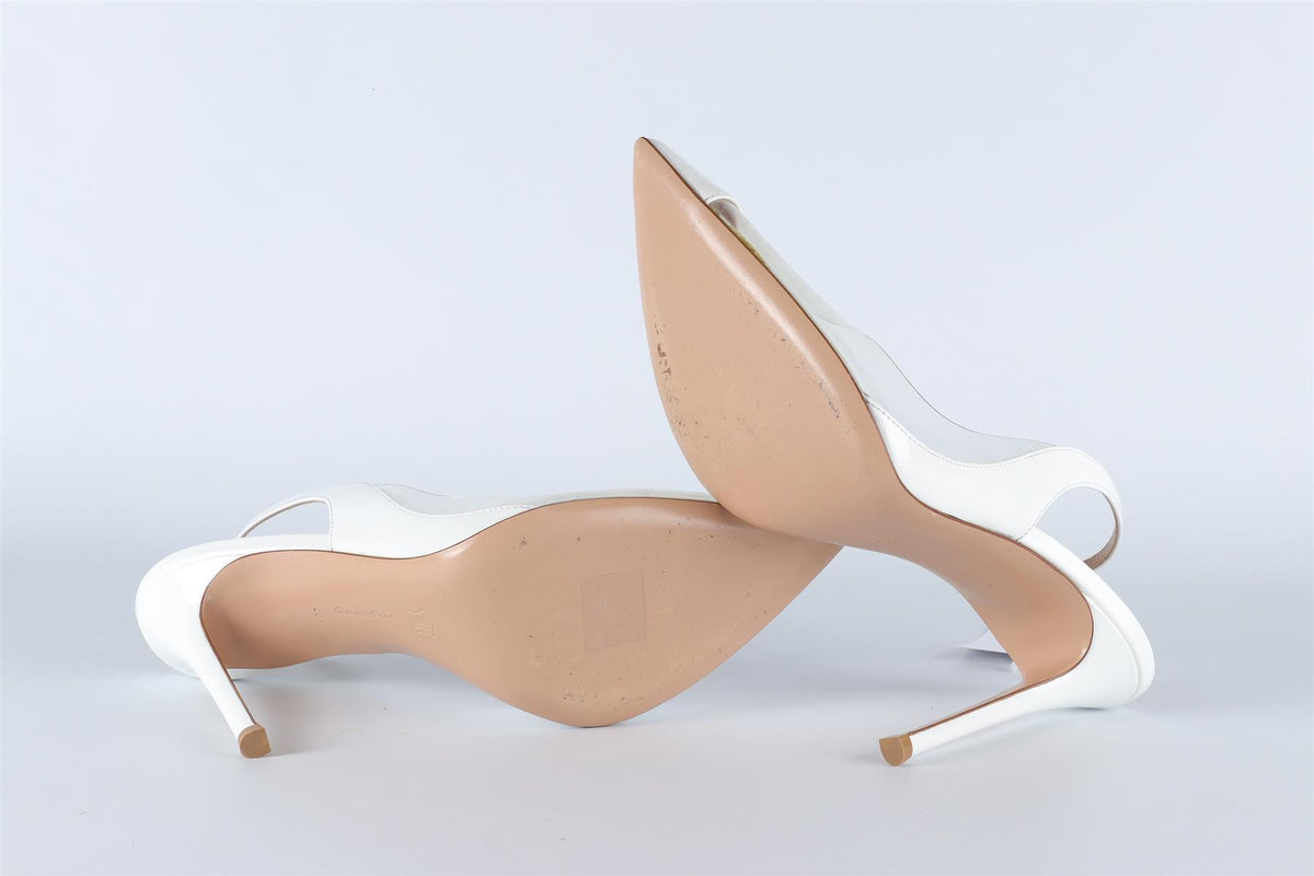 GIANVITO ROSSI WHITE PATENT LEATHER SLINGBACK PUMPS EU 40 UK 7 US 10