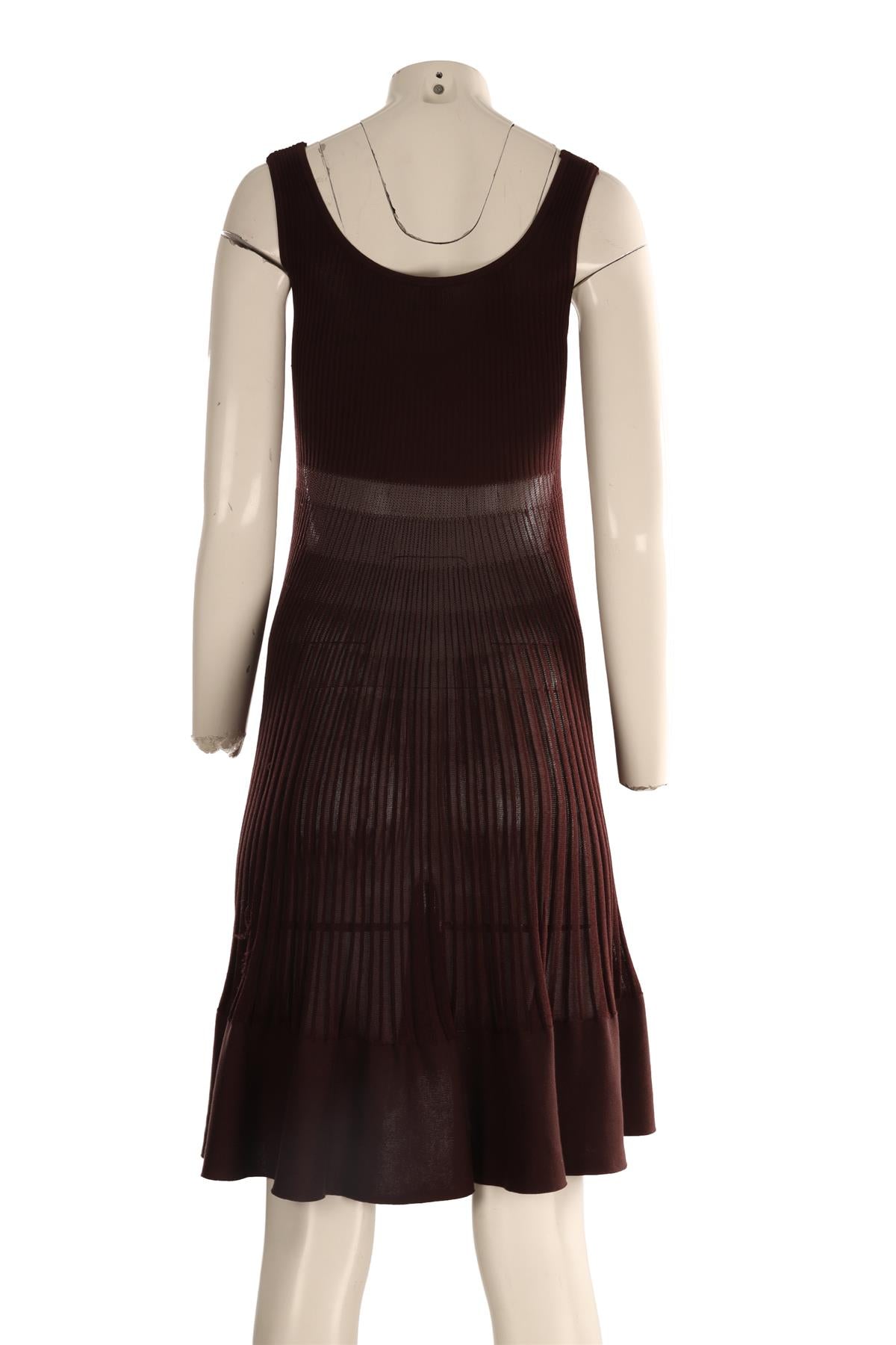 HERMÈS BROWN KNIT MIDI DRESS FR 38 UK 10