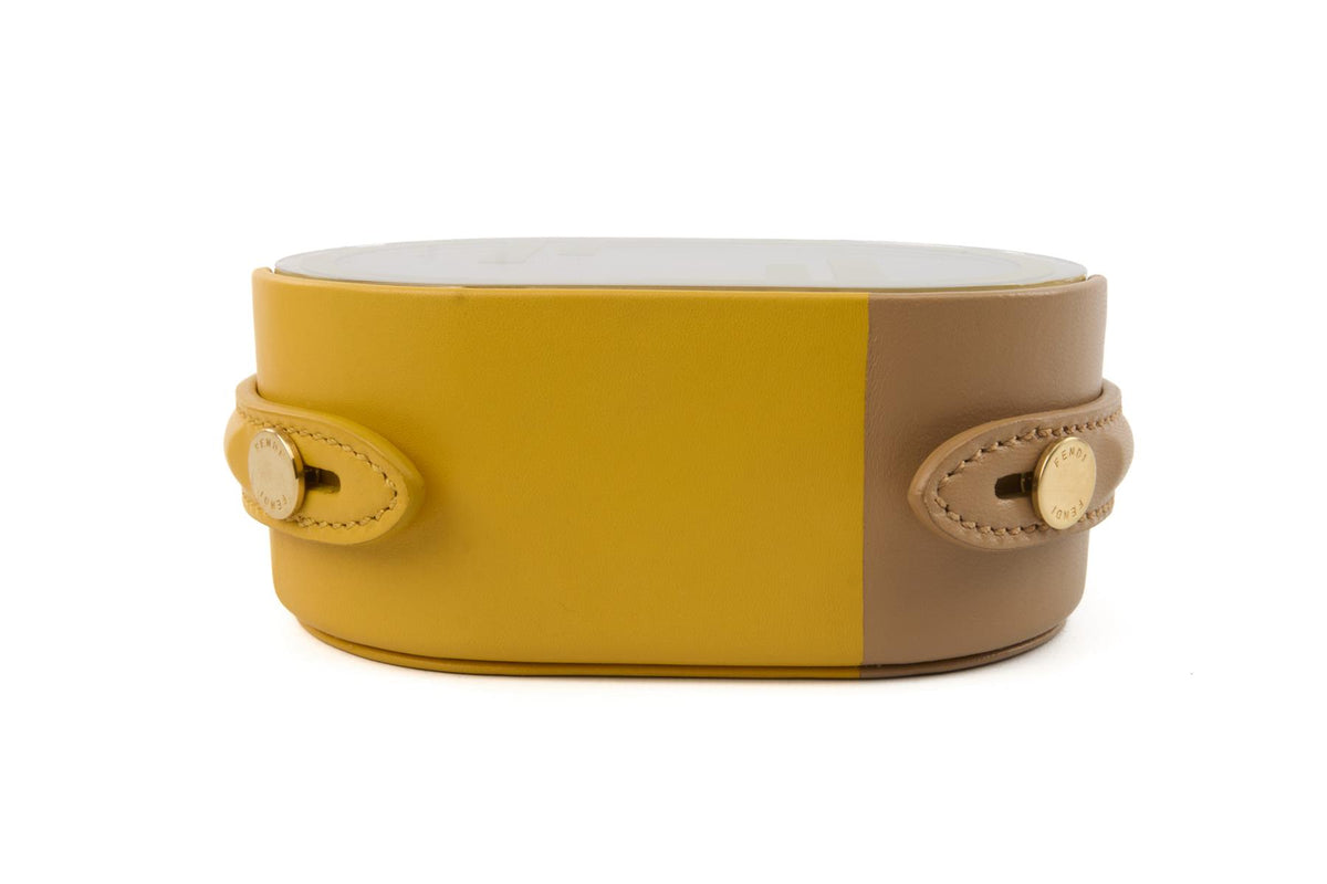 FENDI YELLOW O'LOCK OVAL LEATHER TRINKET BOX