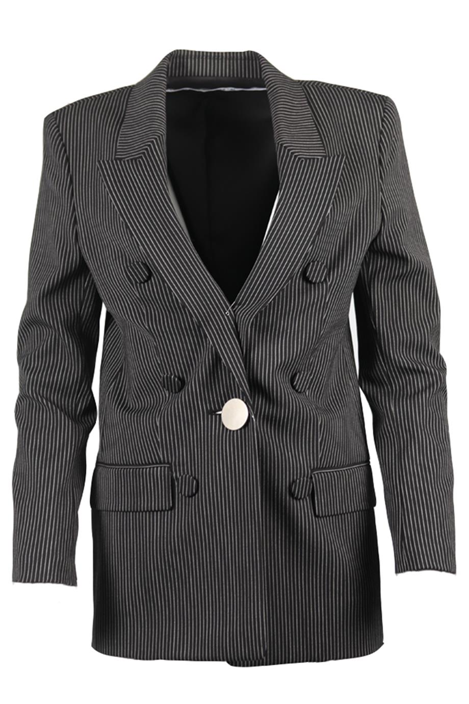 ALEXANDER WANG LEATHER AND WOOL BLEND BLAZER UK 4
