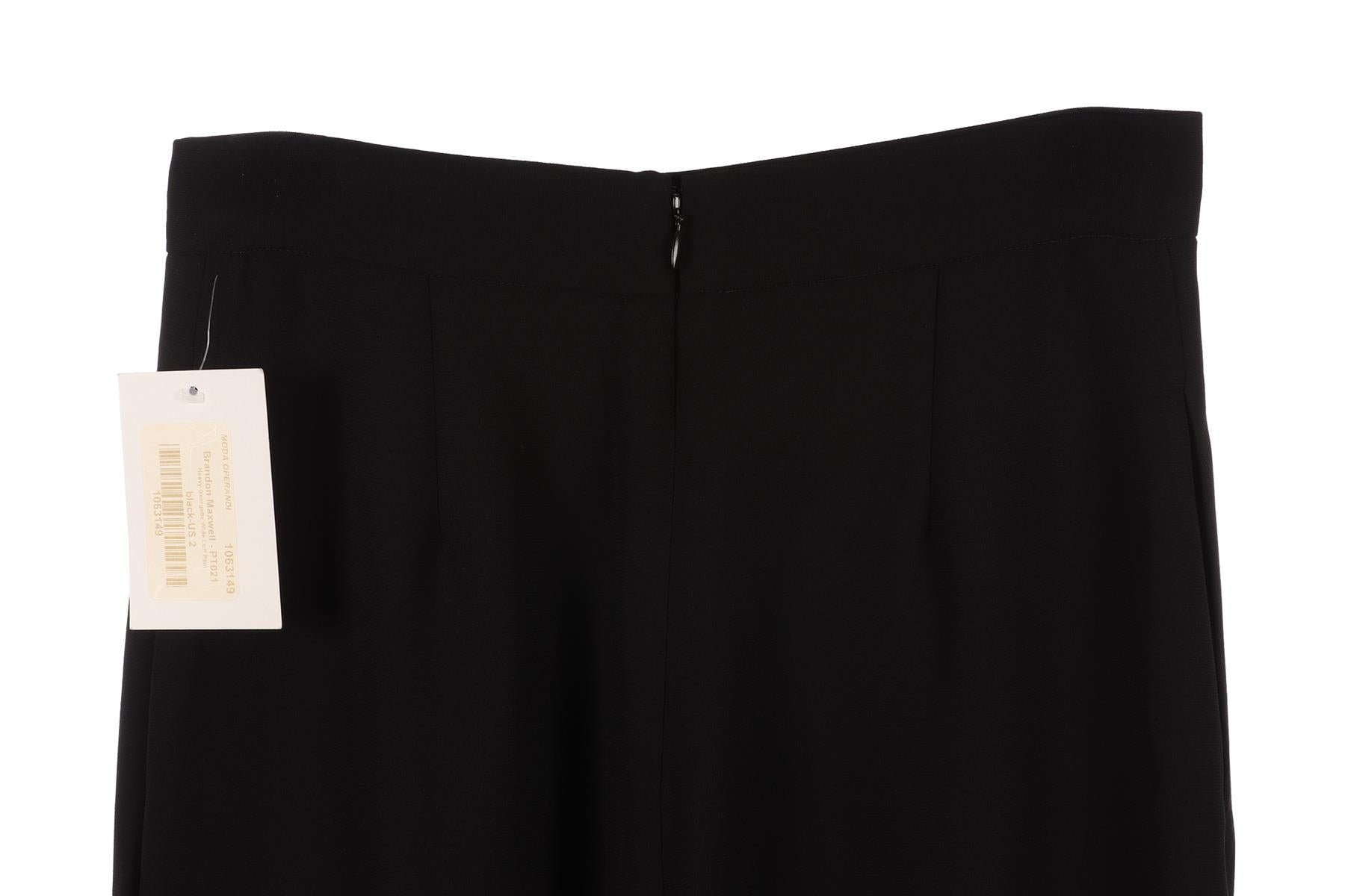 BRANDON MAXWELL BLACK CREPE WIDE LEG PANTS US 2 UK 6
