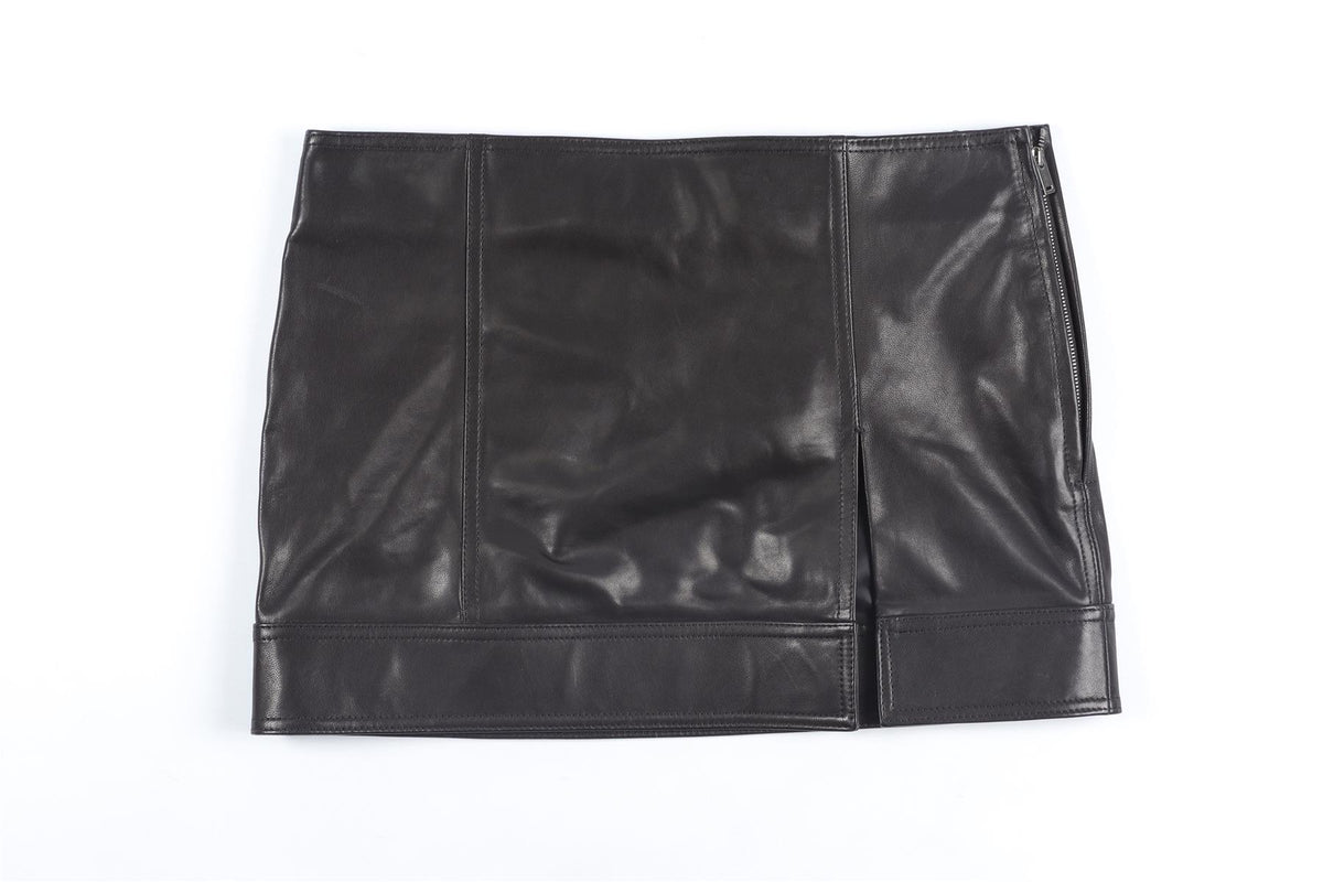 ZEYNEP ARCAY BLACK LEATHER MINI SKIRT FR 32 UK 4