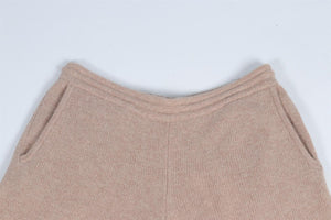 SPORTY & RICH TAUPE CASHMERE SHORTS MEDIUM