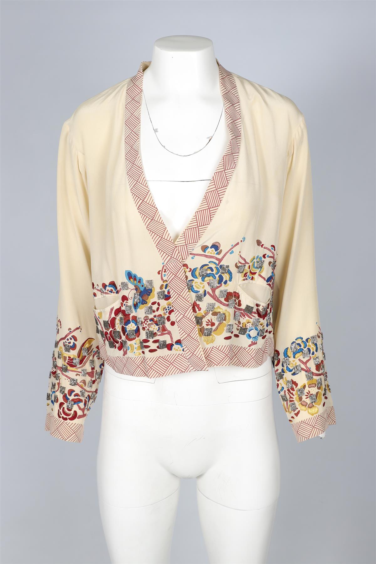 DRIES VAN NOTEN BIEGE SILK CARDIGAN IT 40 UK 8