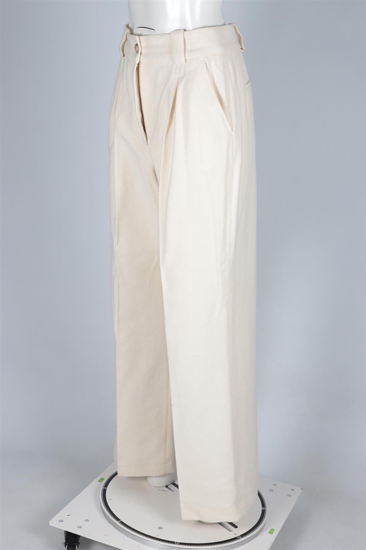 SEZANE CREAM WOOL WIDE LEG PANTS FR 38 UK 10