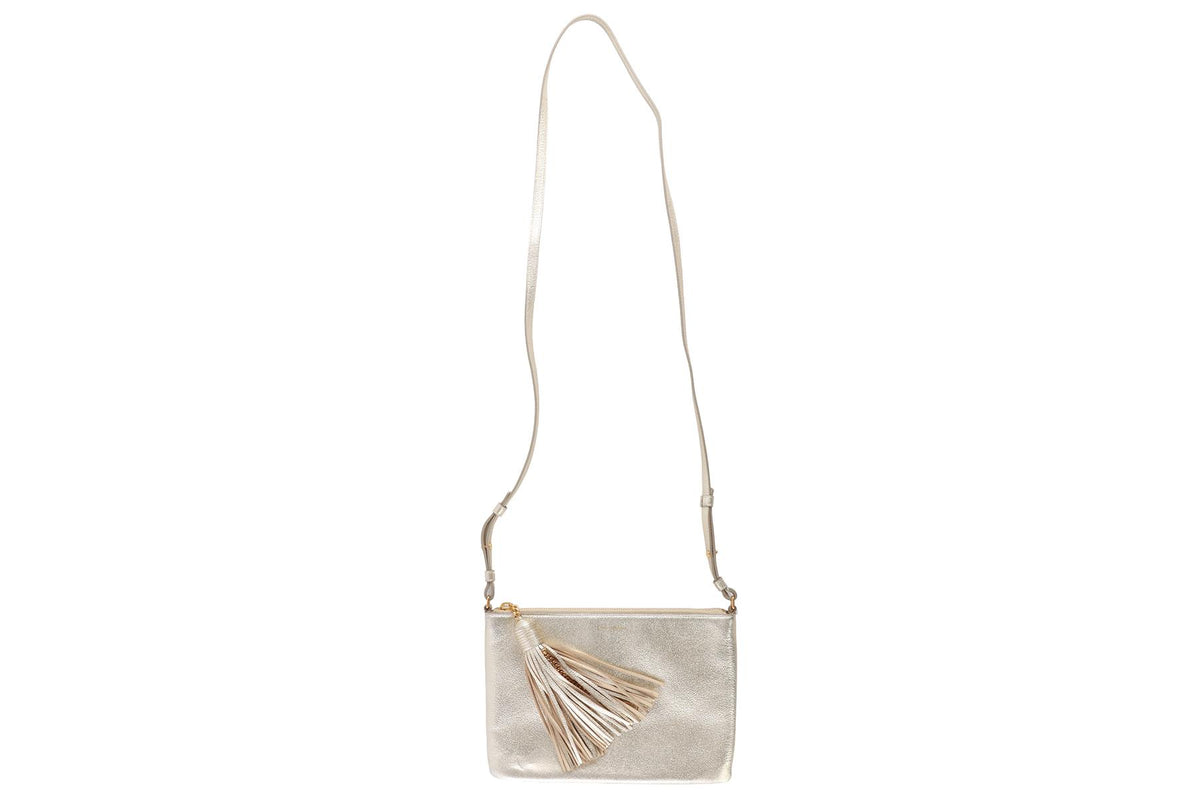 SAINT LAURENT GOLD TEEN MONOGRAM LEATHER CROSSBODY BAG