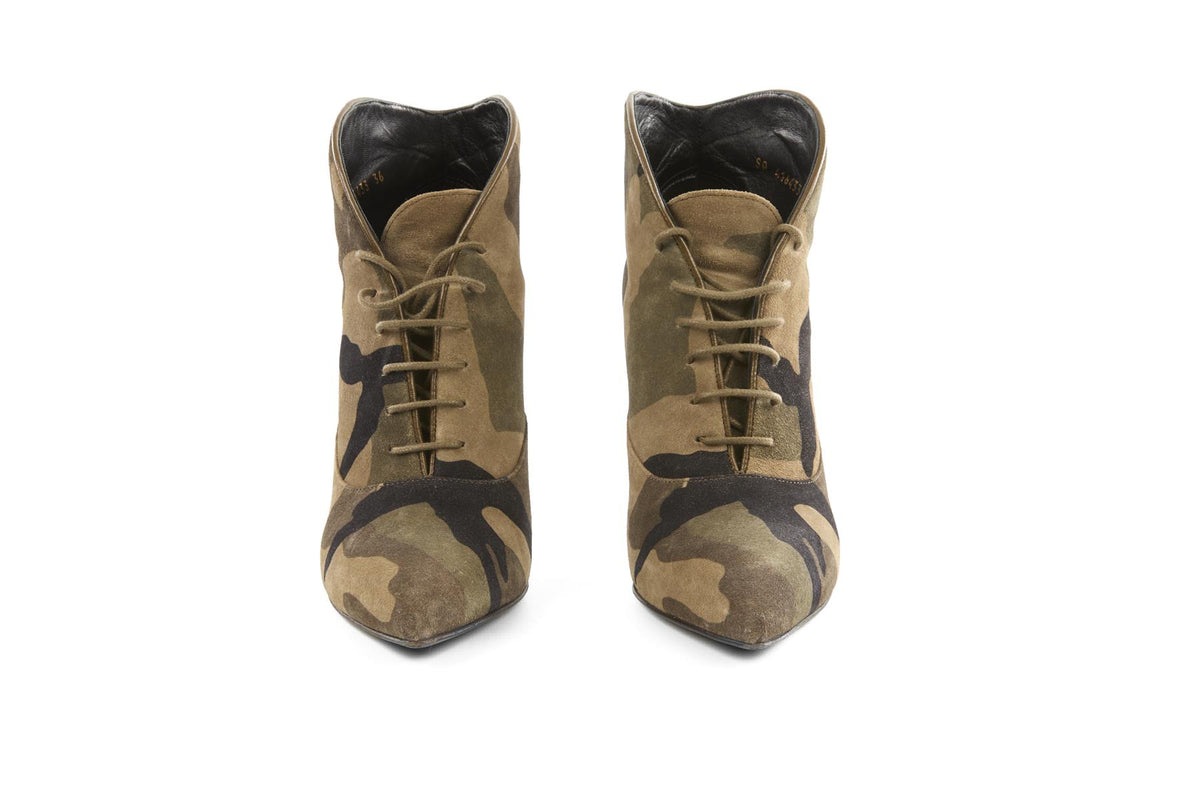 SAINT LAURENT GREEN SUEDE ANKLE BOOTS EU 36 UK 3 US 6