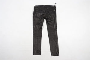 BALMAIN BLACK LEATHER SKINNY PANTS FR 38 UK 10