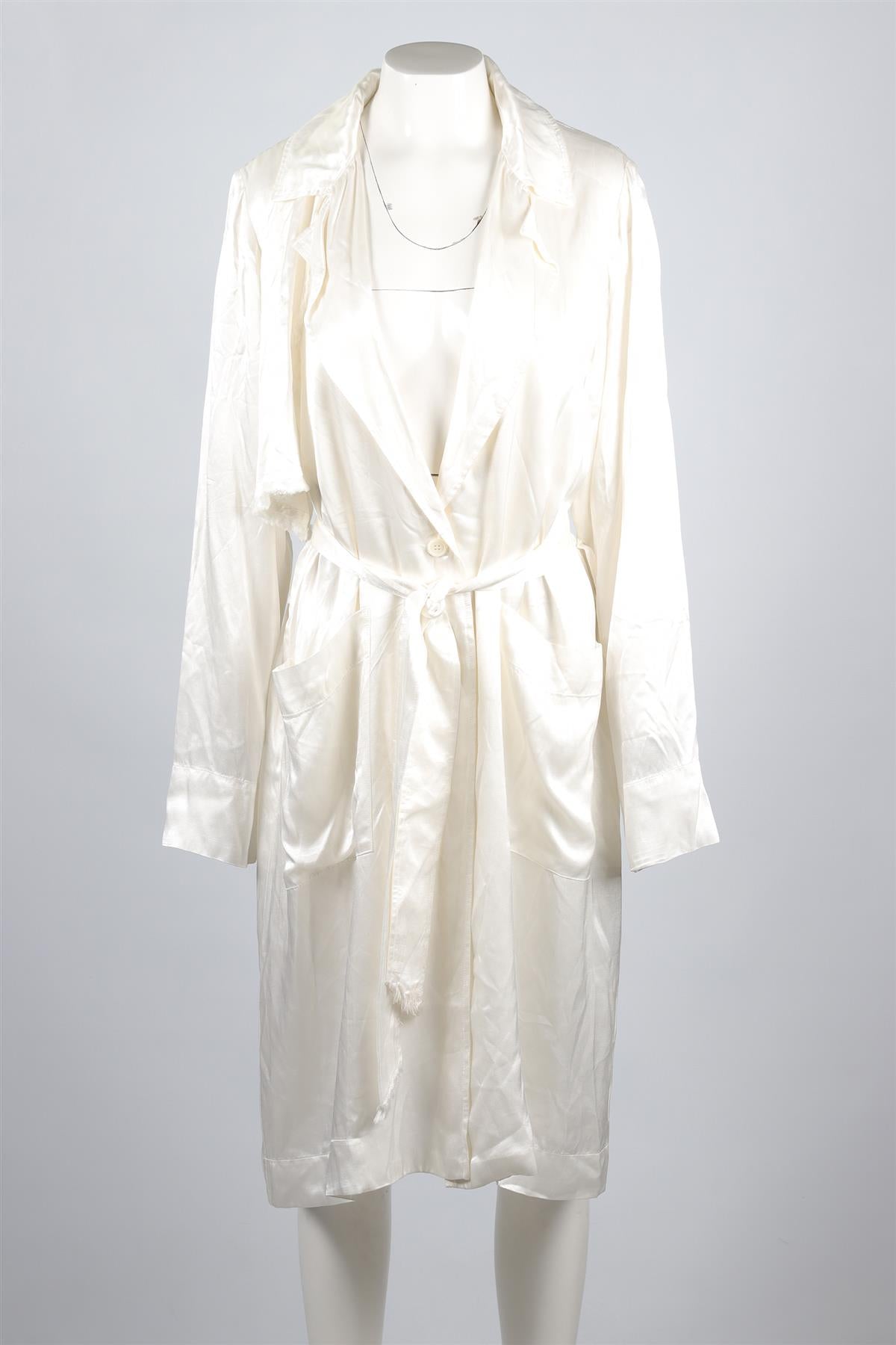 RAQUEL ALLEGRA WHITE SATIN TRENCH COAT UK 6